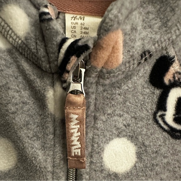 H&M x Disney Minnie Mouse Fleece Zip up Sweater / Size: 2-4 Months - Picture 3 of 5